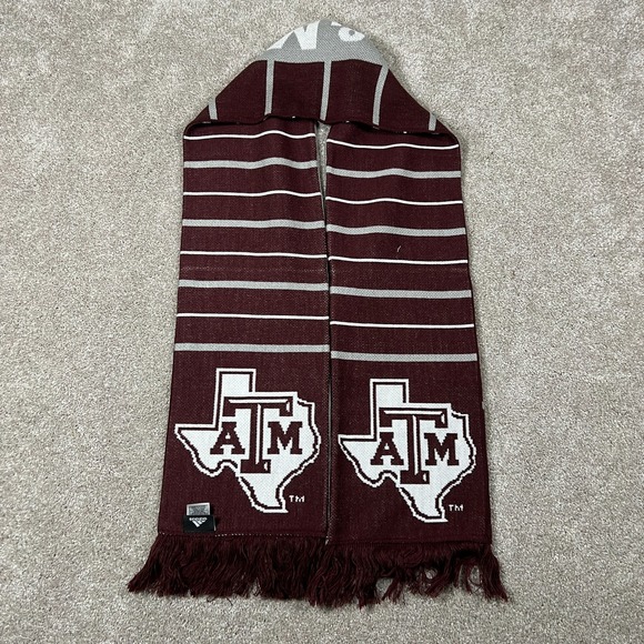 Adidas Unisex One‎ Size Gray Maroon Red Texas A&M Aggies Football Scarf NWT - Picture 2 of 6